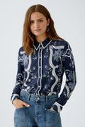 Oui - Blue Printed Blouse
