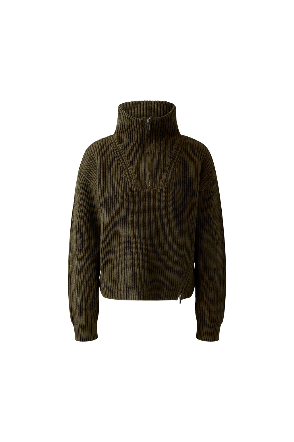 Oui - Khaki Green Zip Jumper