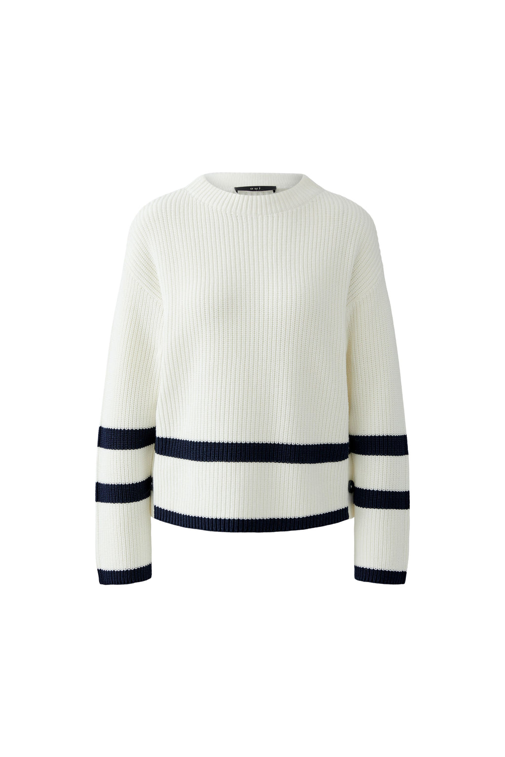 Oui - Winter White Jumper with Navy Stripe
