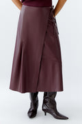Oui - Faux Leather Wrap Skirt