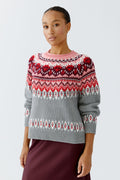 Oui - Grey Red Faraile Jumper
