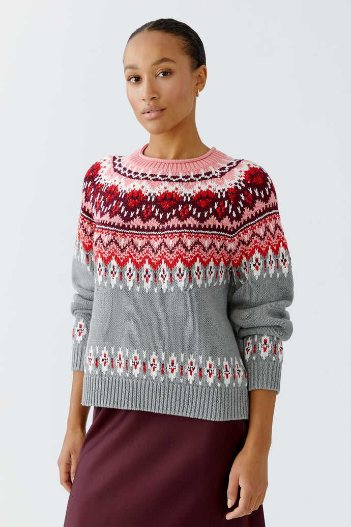 Oui - Grey Red Jumper
