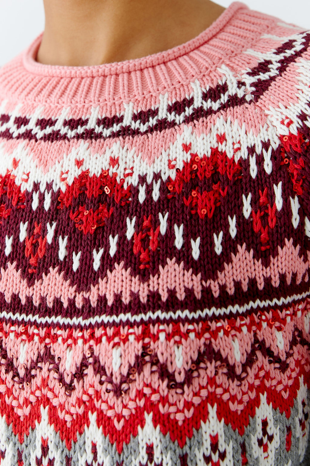 Oui - Grey Red Faraile Jumper