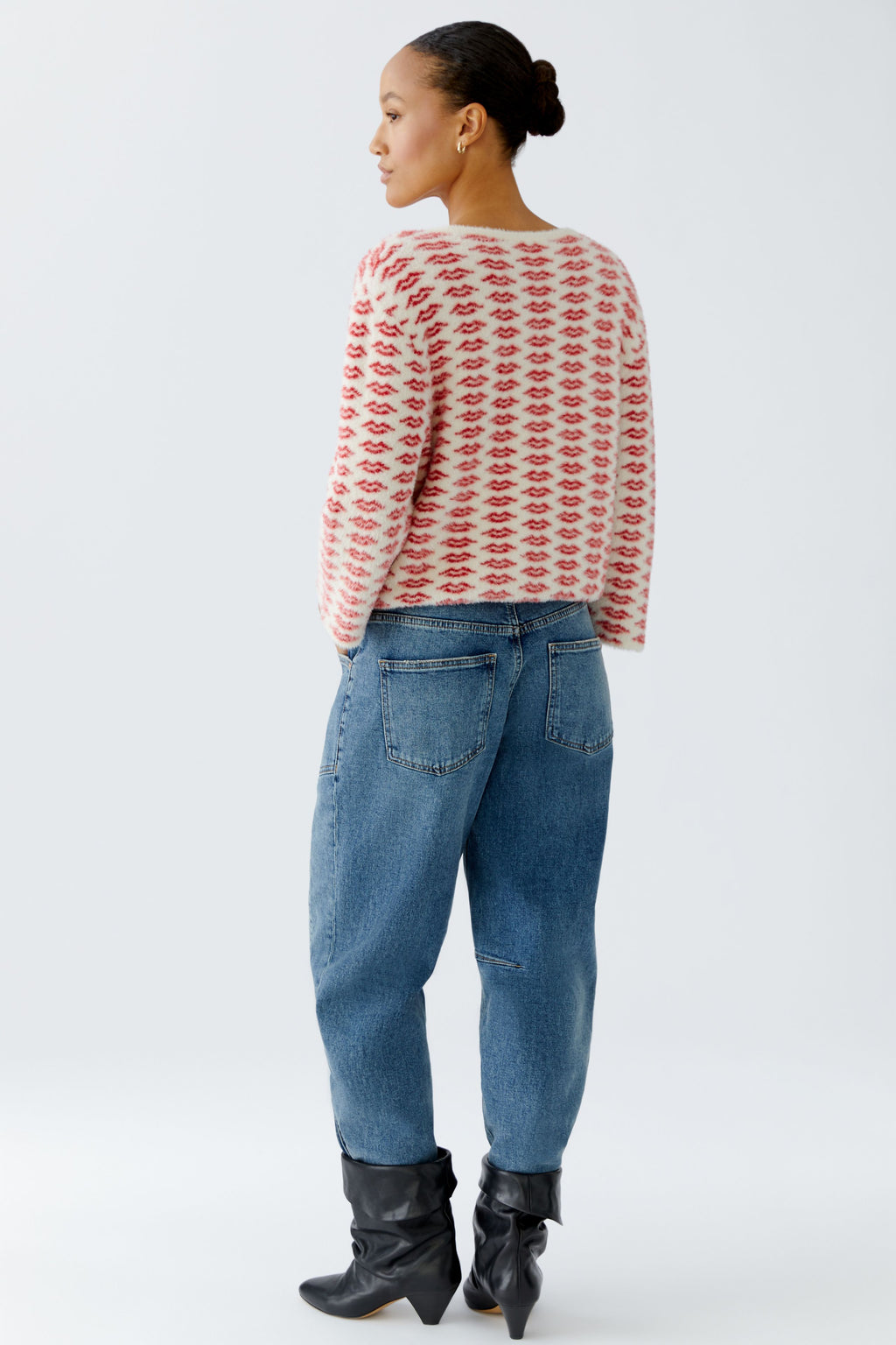 Oui -Red Lip Fluffy Jumper