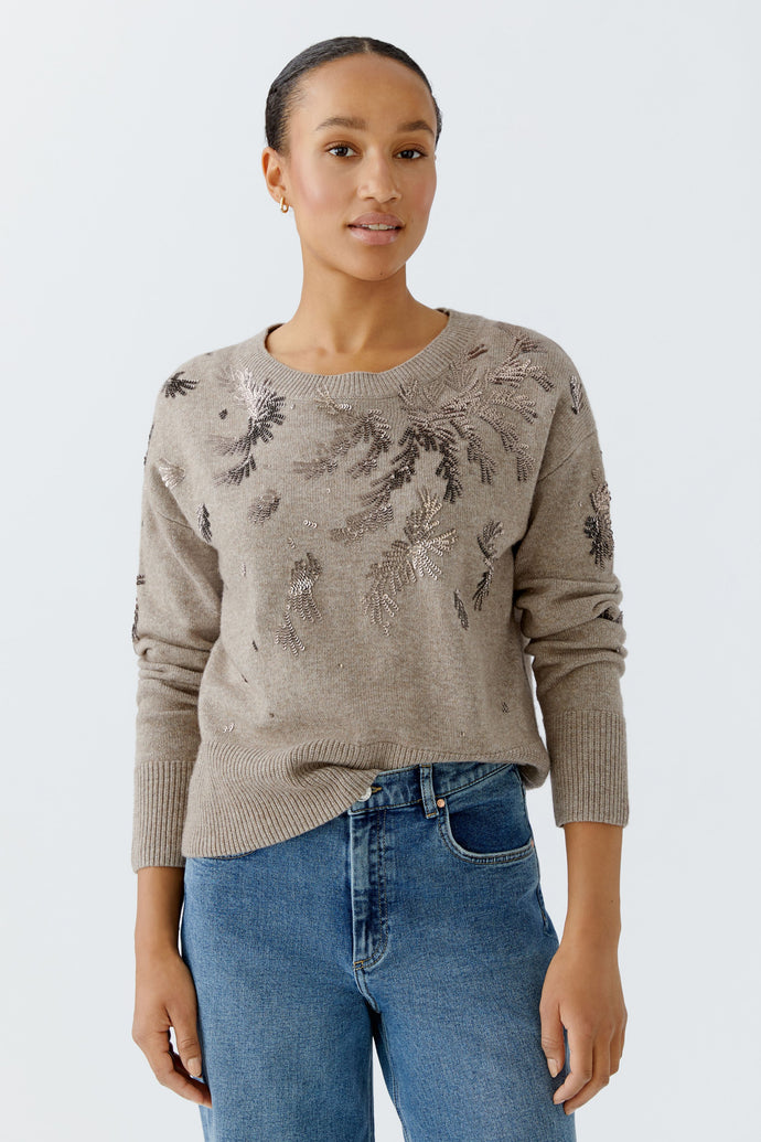 Oui - Sequin Taupe Jumper