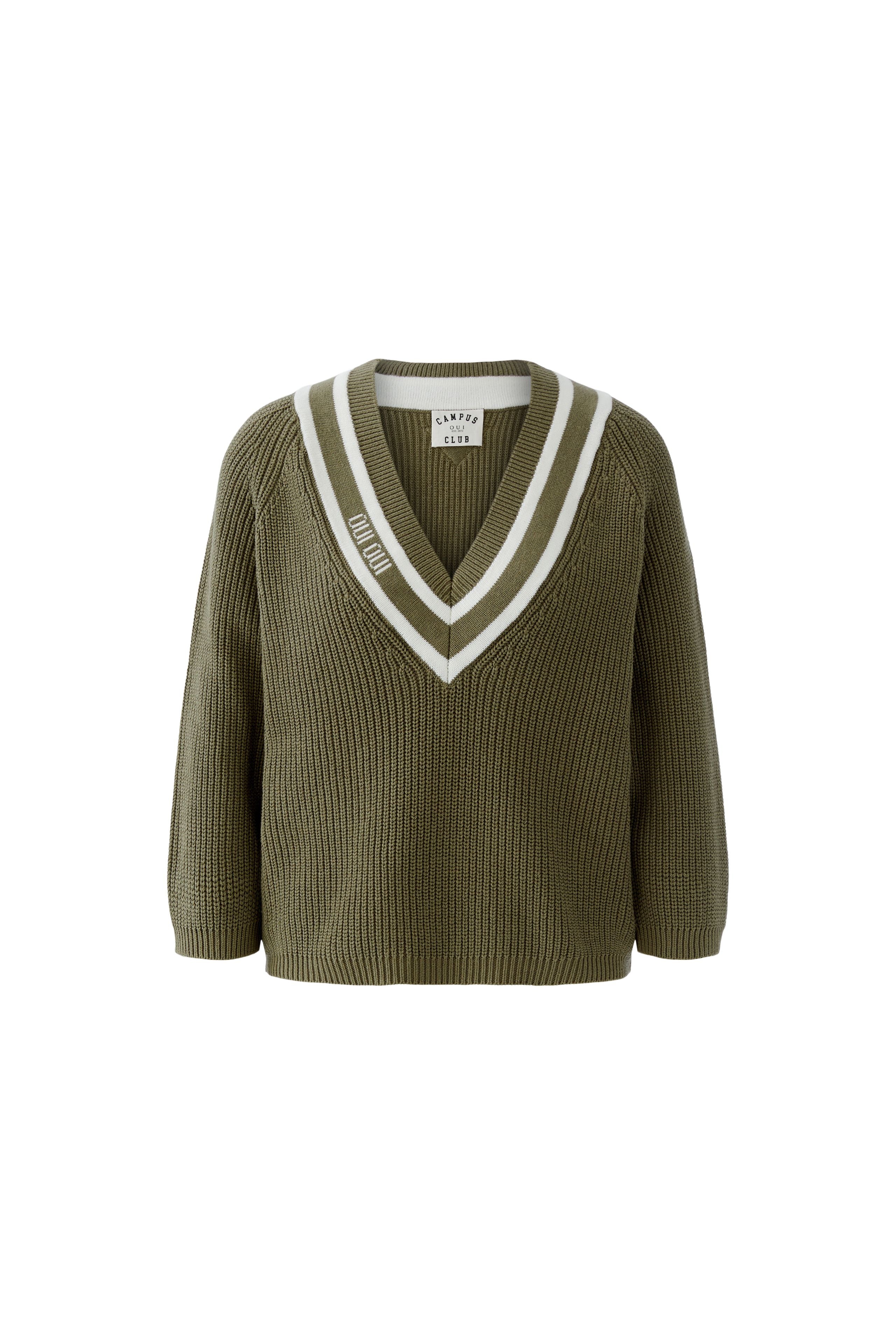 Oui 96499 Khaki Cricket Style Jumper