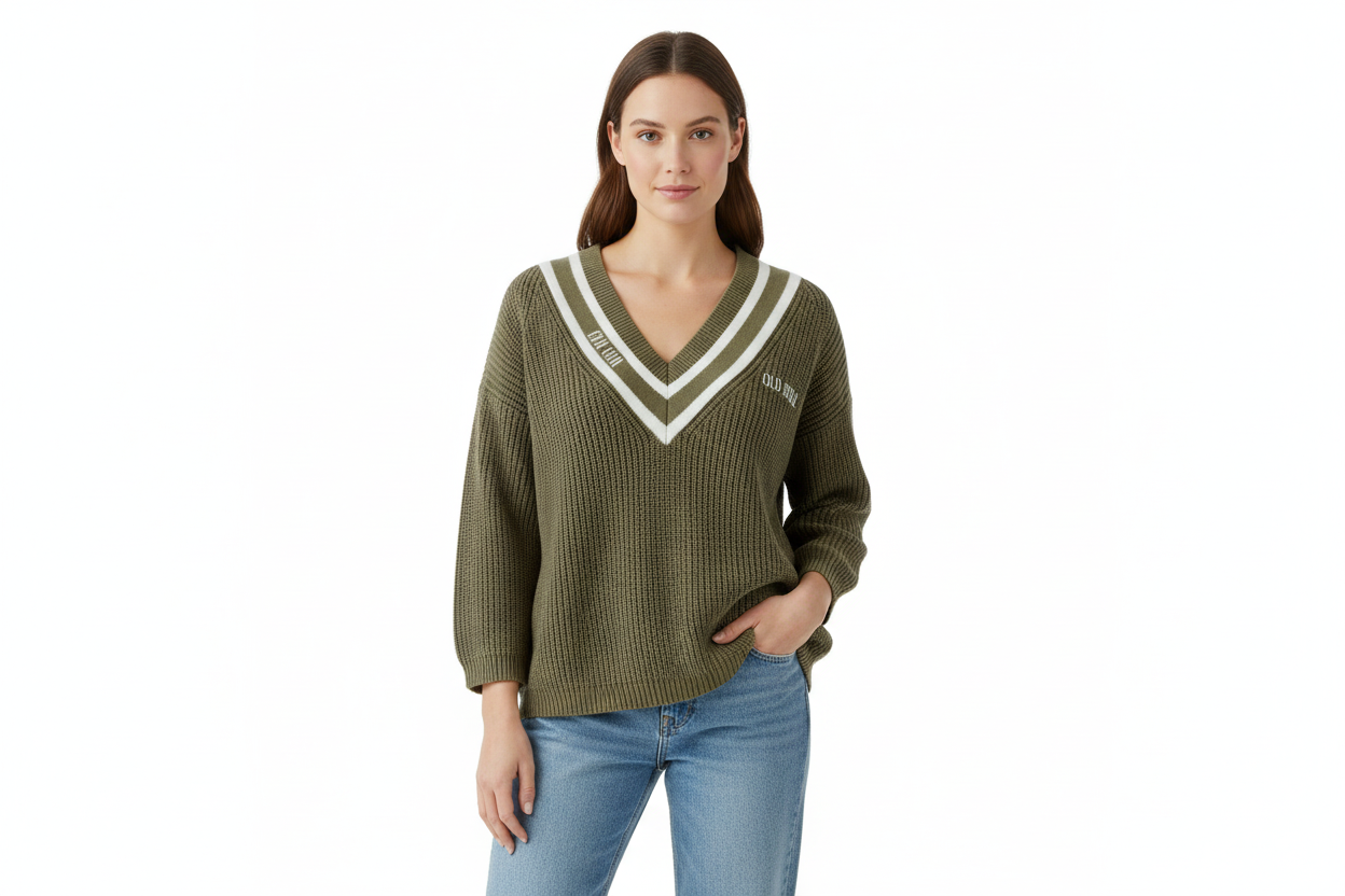 Oui 96499 Khaki Cricket Style Jumper