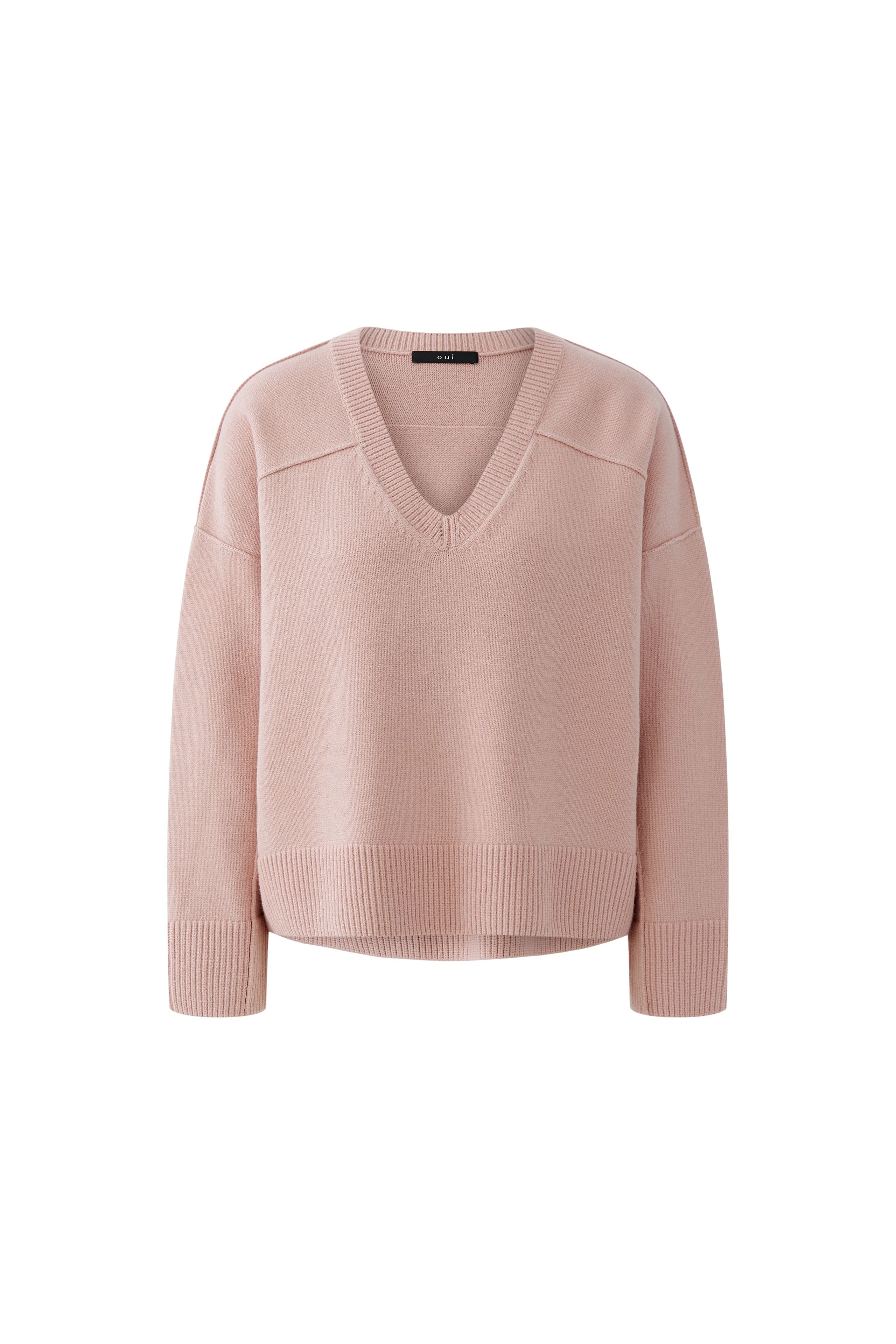 Oui 96752 Rose Pink V Neck Cotton Jumper