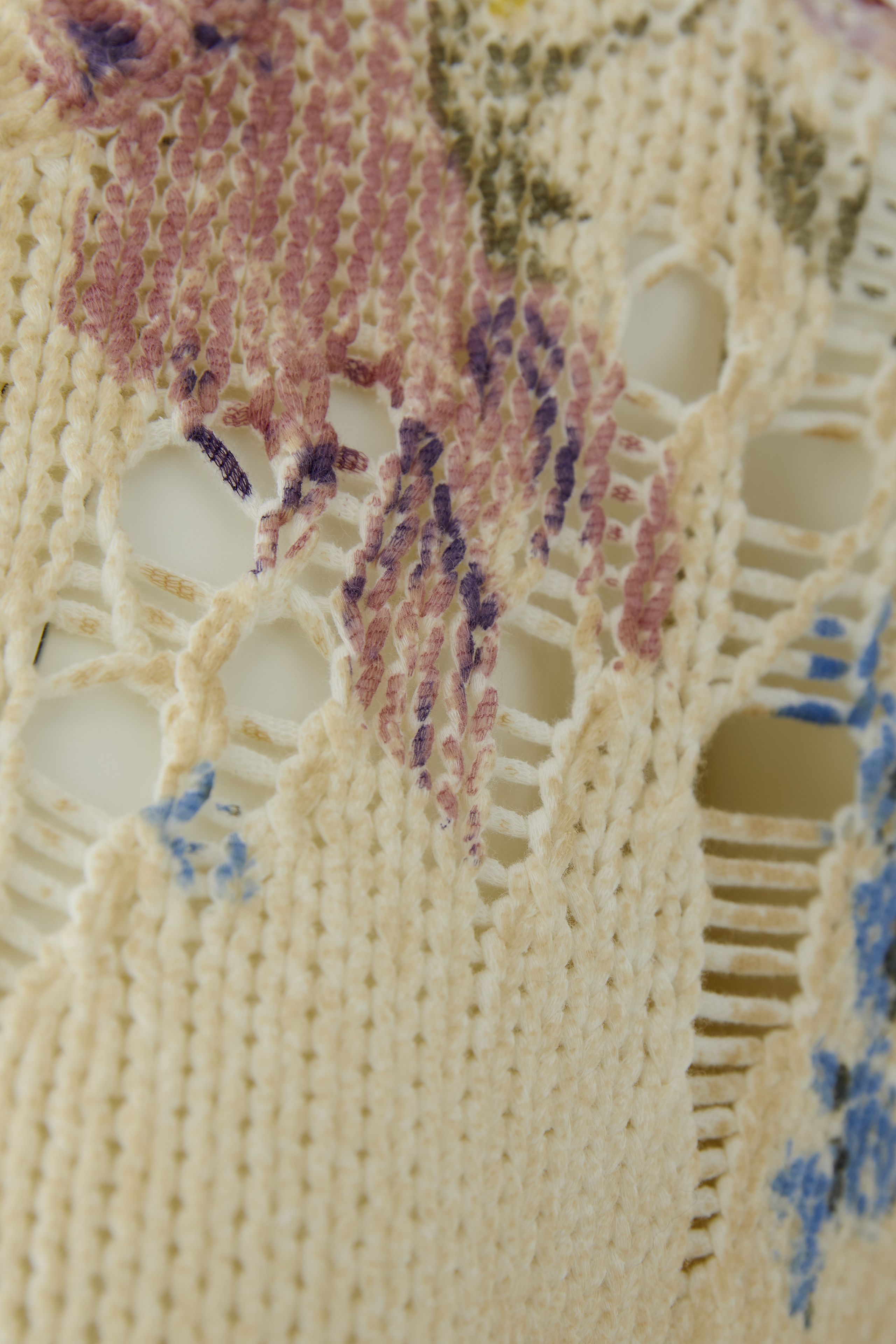 Oui 96776 Floral Printed Off-White Cotton Jumper