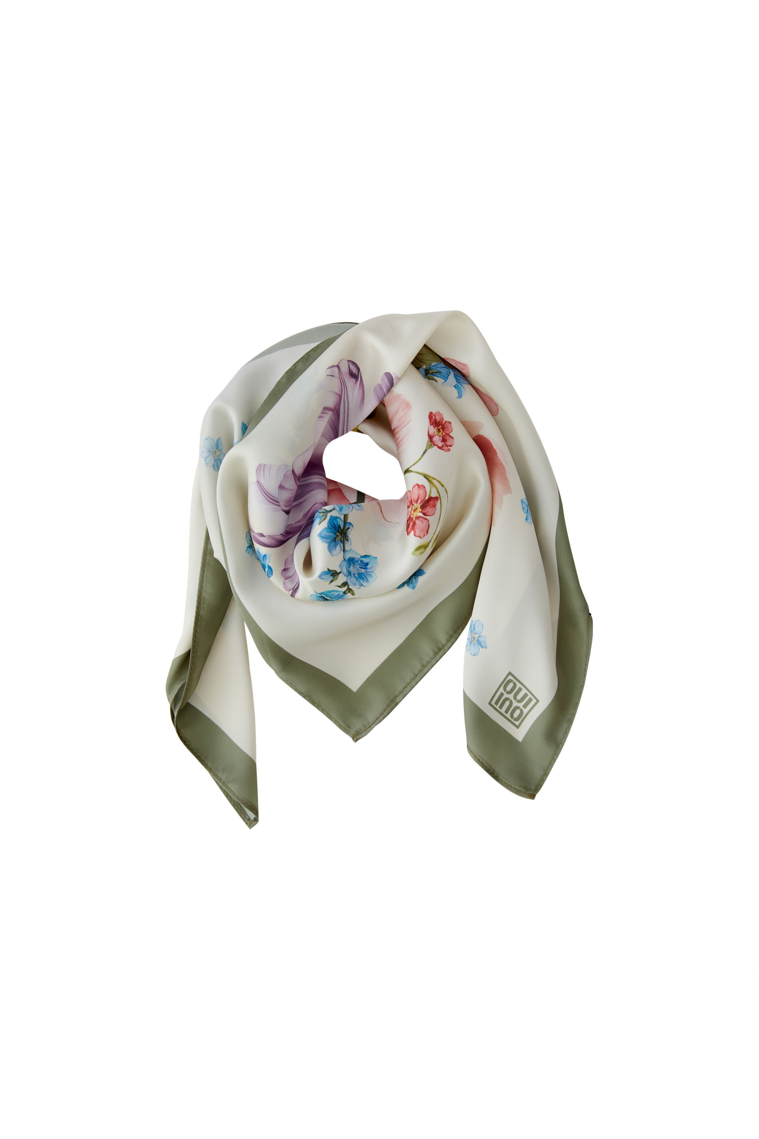 Oui 96804 Printed Floral Satin Scarf