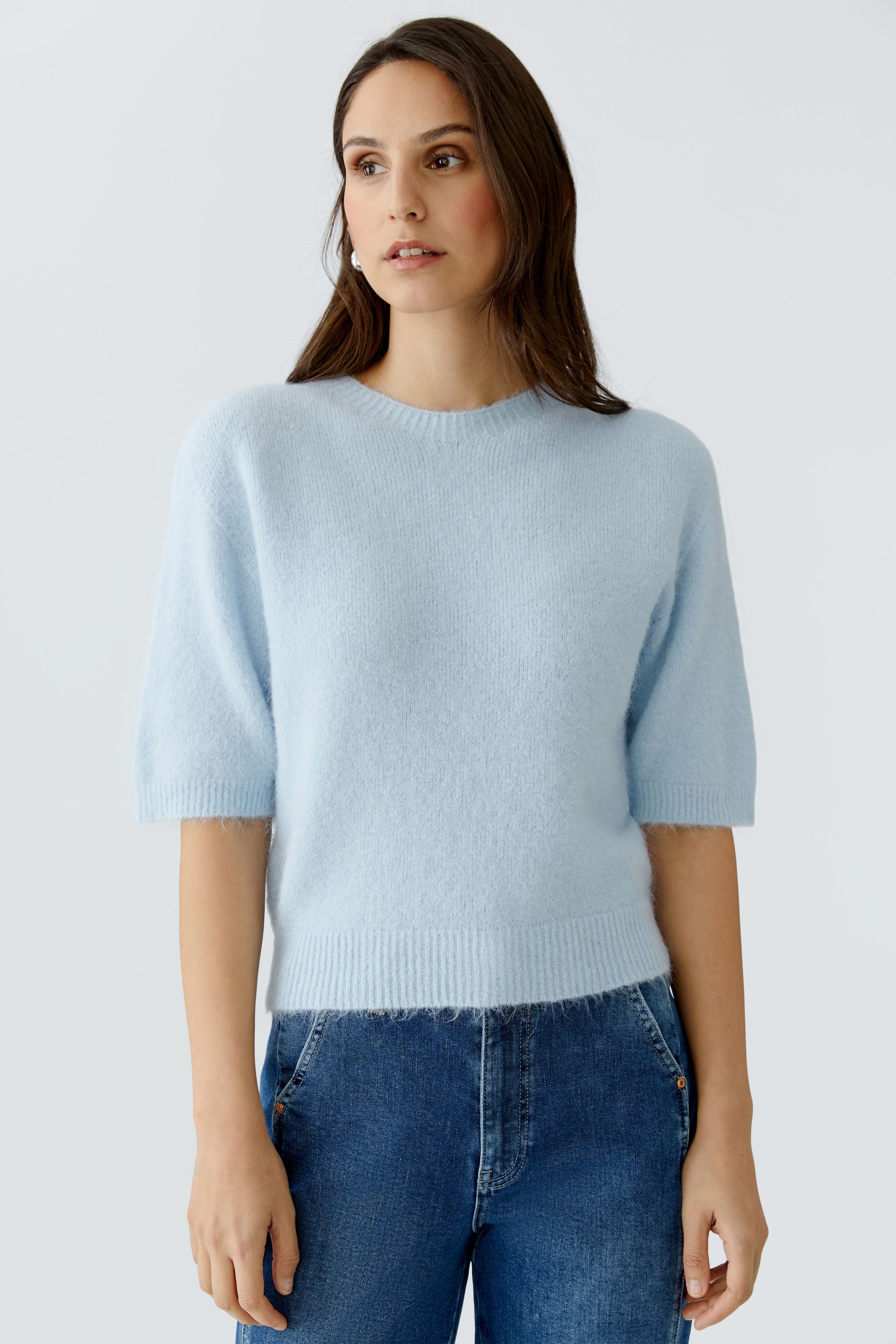 Oui 97620 Fitted Fluffy Elbow Sleeve Jumper