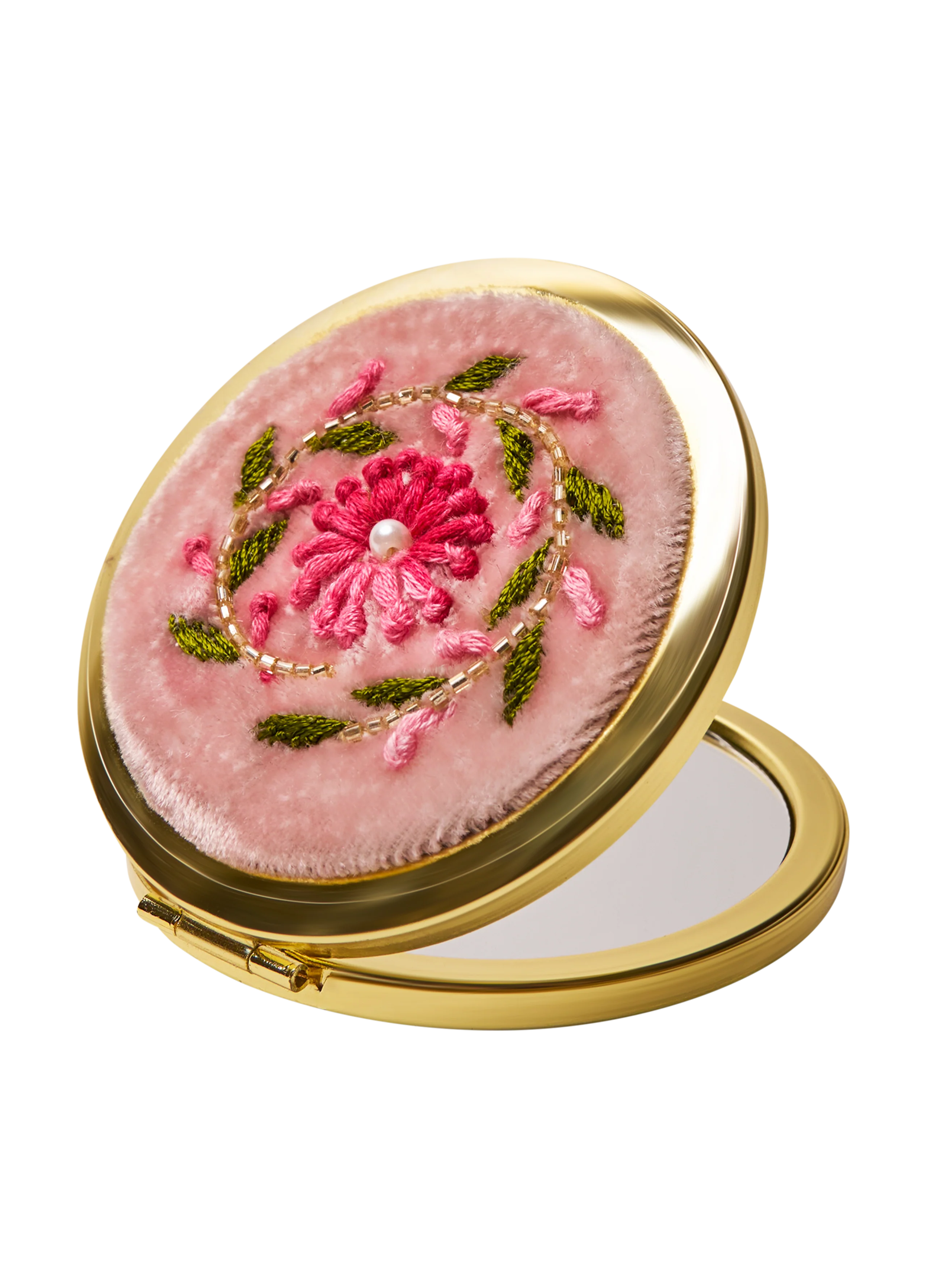 Powder - Embroidered Compact Mirror