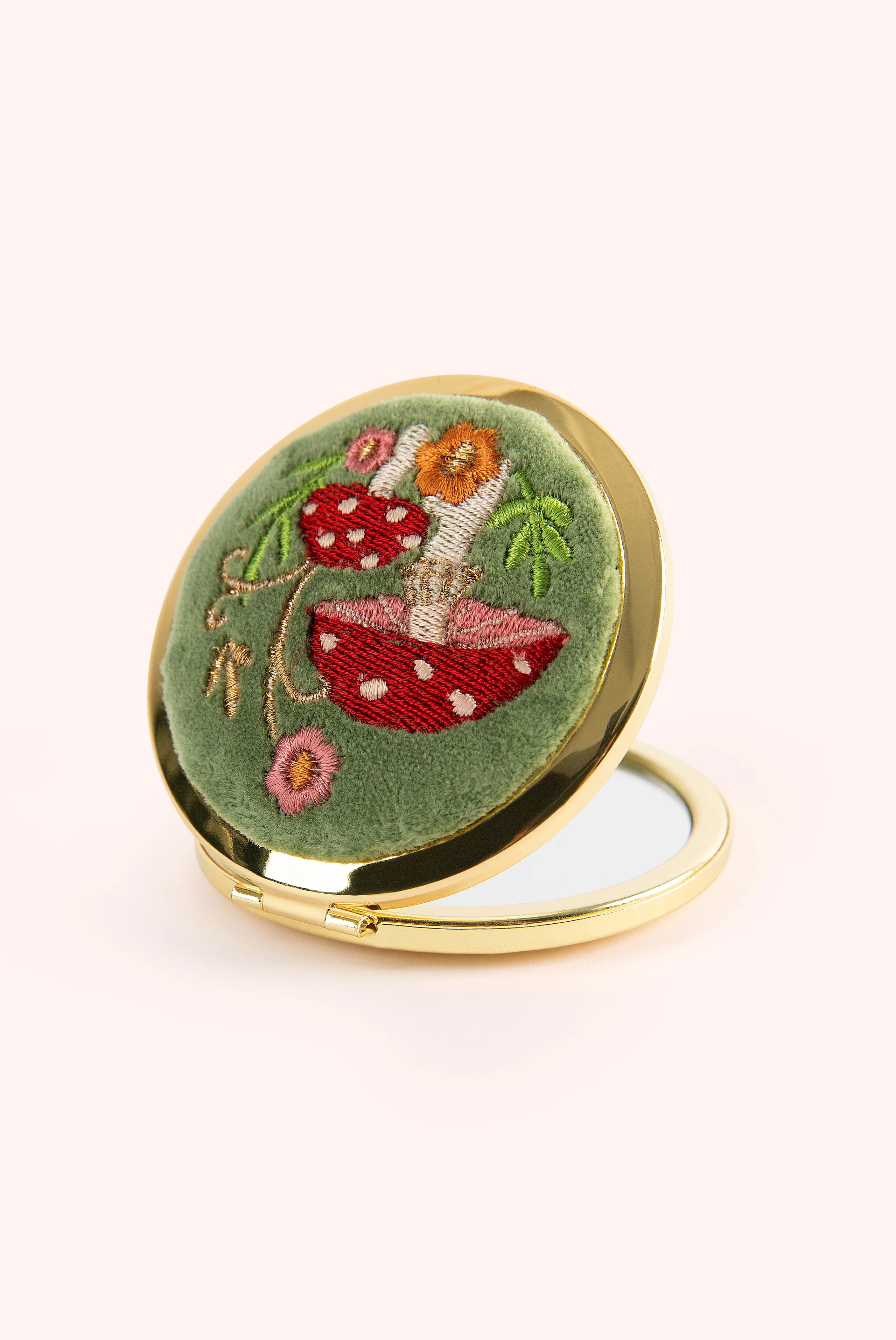 Powder - Embroidered Compact Mirror