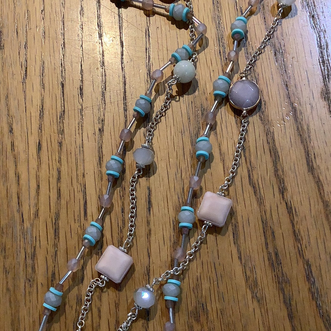 Envy - Mint beaded long necklace