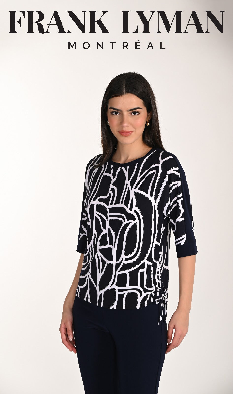 Frank Lyman 166114 Navy/White Printed Top