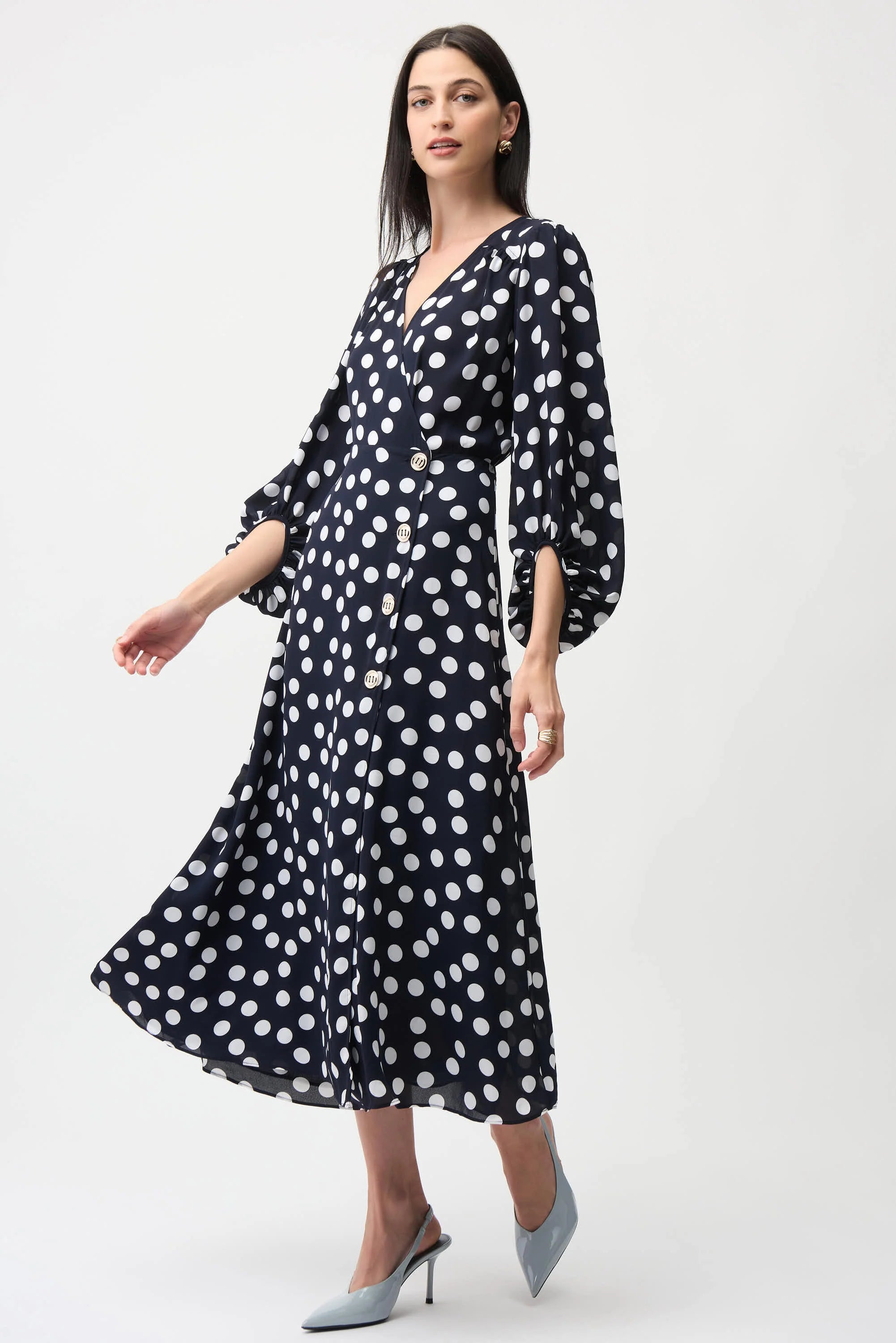 Joseph Ribkoff 261901 Polka Dot Navy Occasion Wear Dress