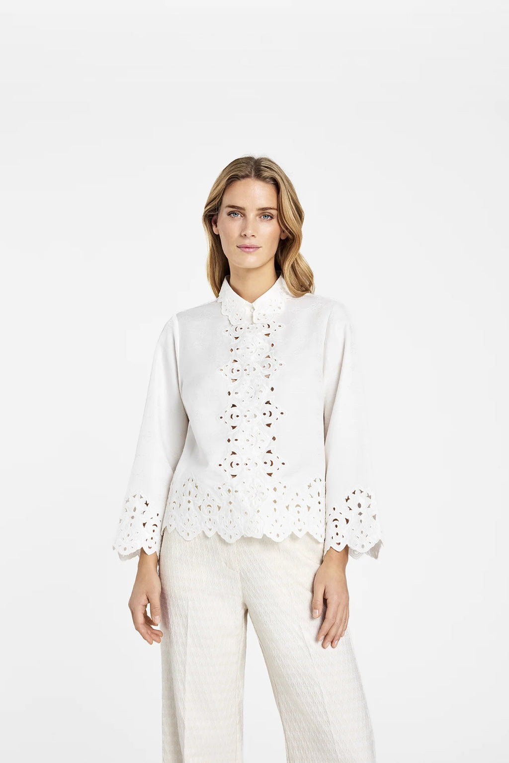 Gustav Broiderie Anglaid Cream Shirt 60644