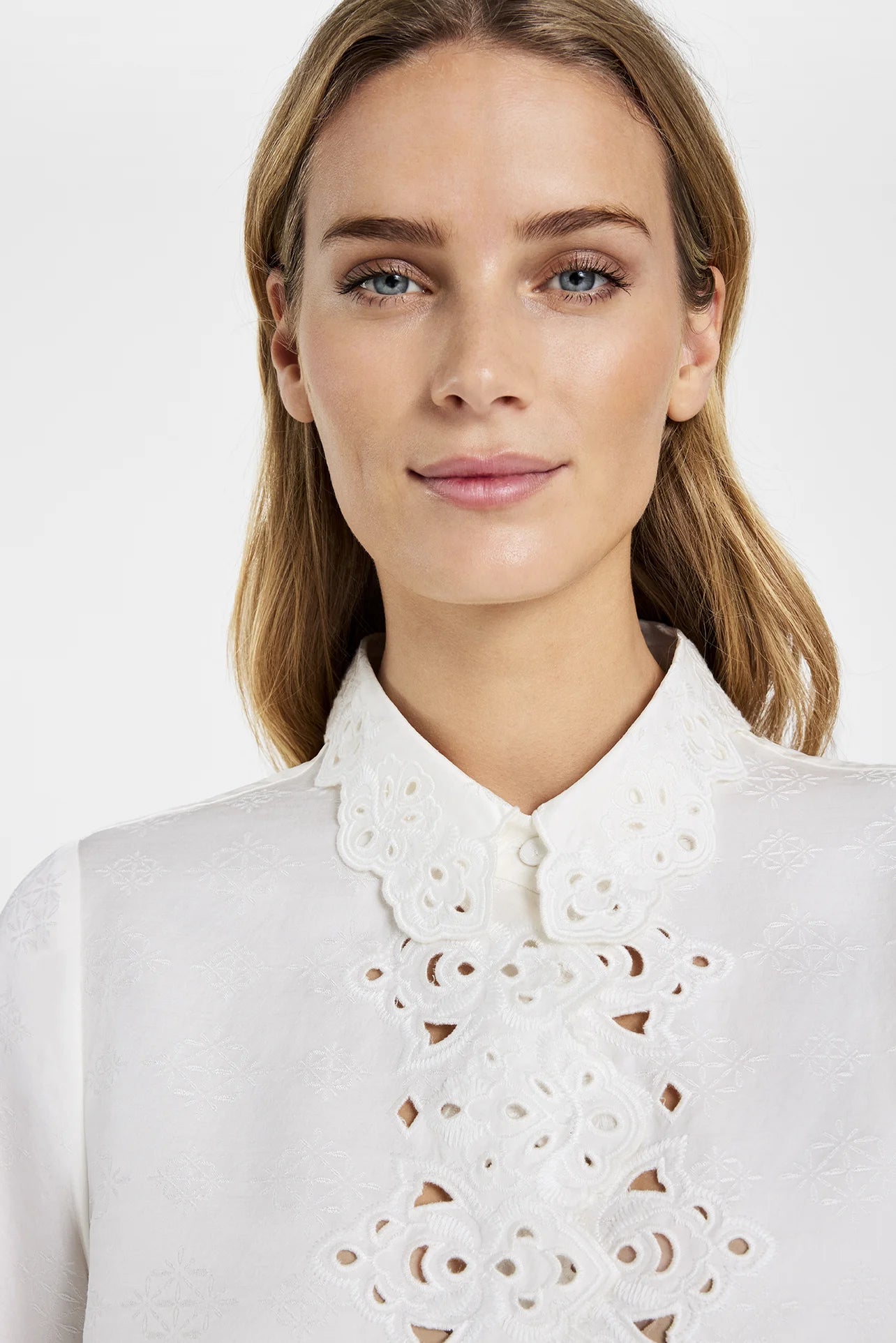 Gustav Broiderie Anglaid Cream Shirt 60644