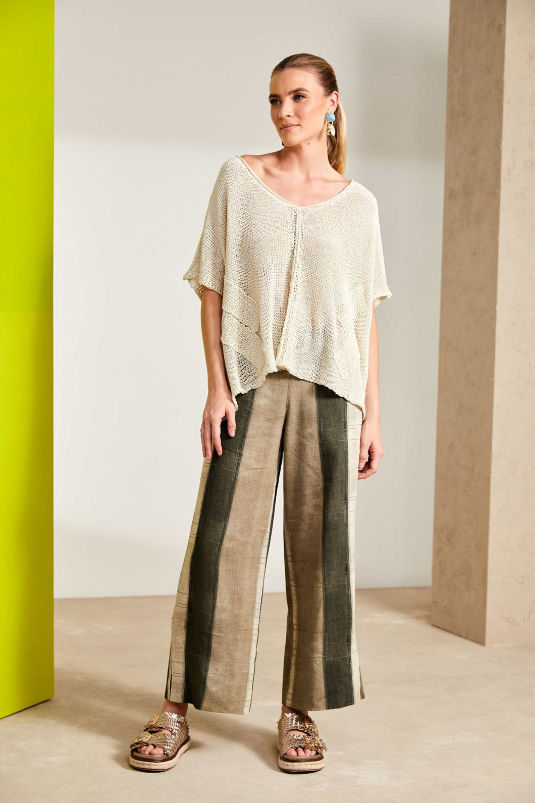 Naya - Khaki Striped Trouser