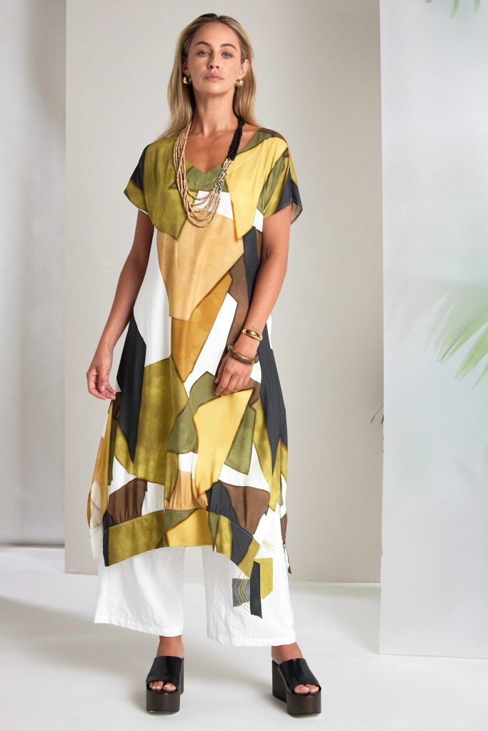 Naya Multi Coloured Graphic V Neck Dress 151