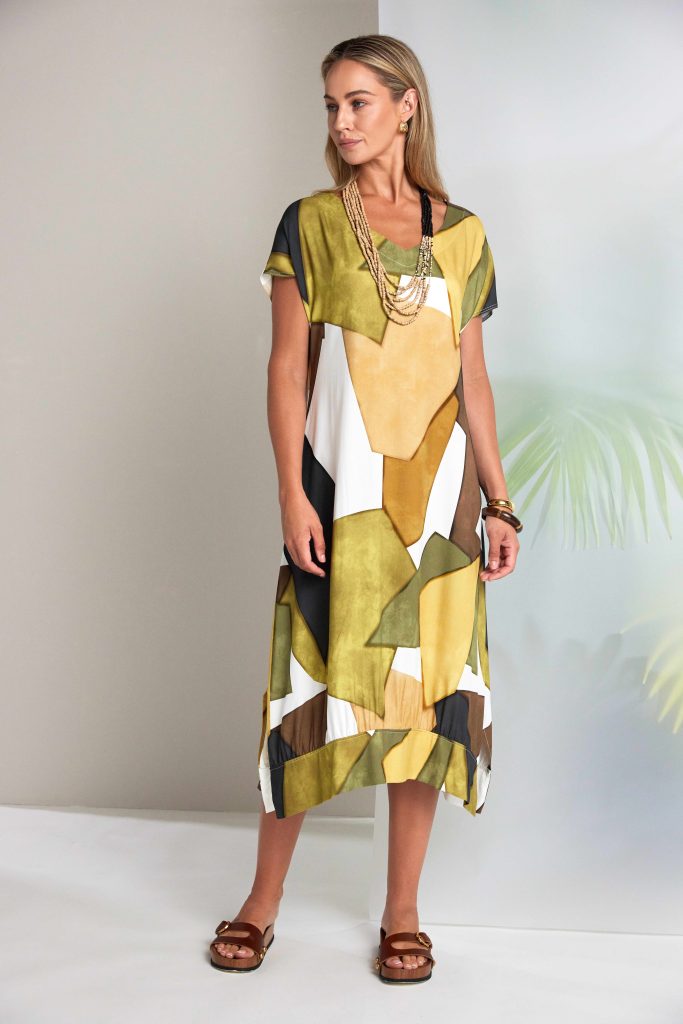 Naya Multi Coloured Graphic V Neck Dress 151