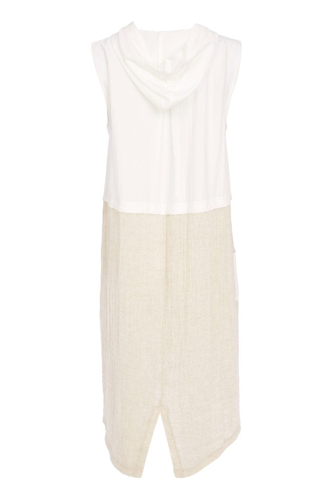 Naya Hooded Waistcoat With Contract Zip and Button Detail 157