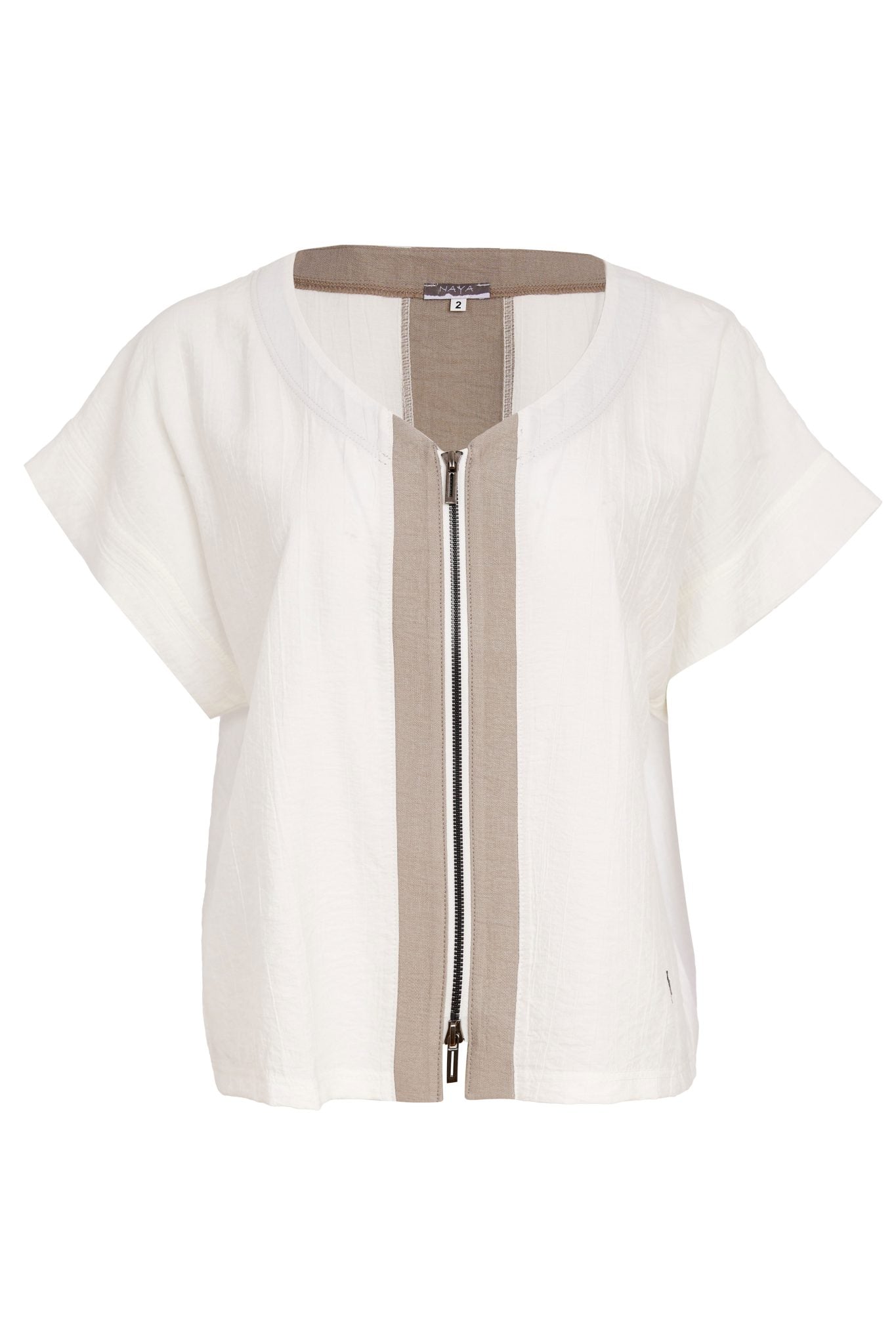 Naya V neck Top With Contrast Zip Panels 159