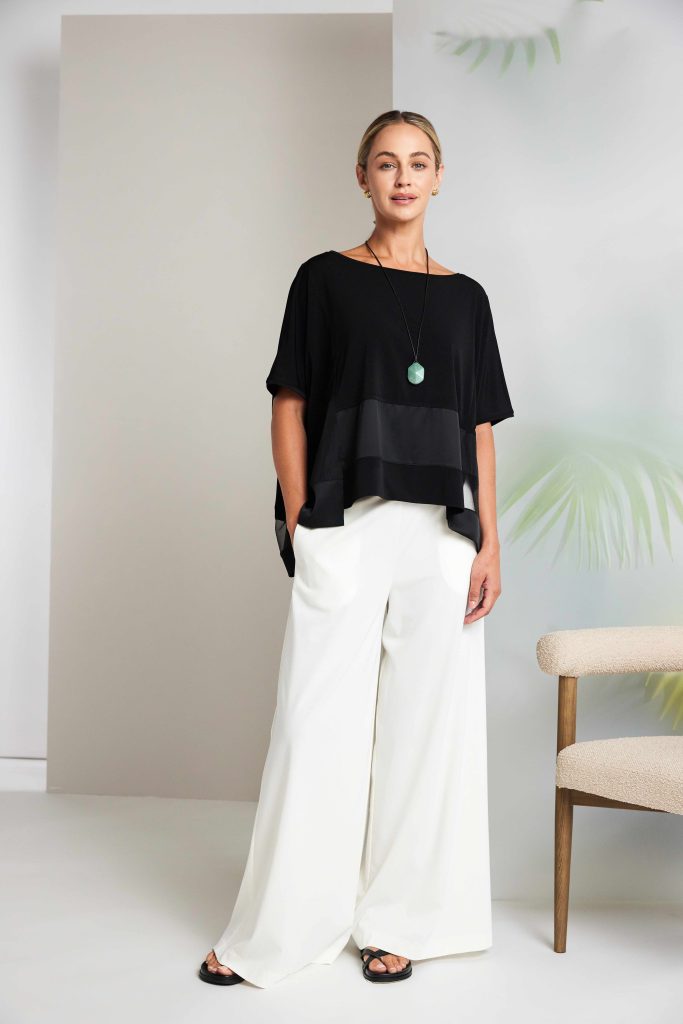 Naya Black Square Shape Top With Contrast Fabrics 169