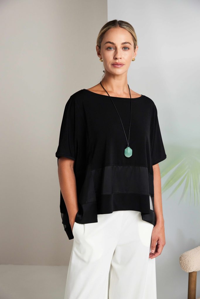 Naya Black Square Shape Top With Contrast Fabrics 169