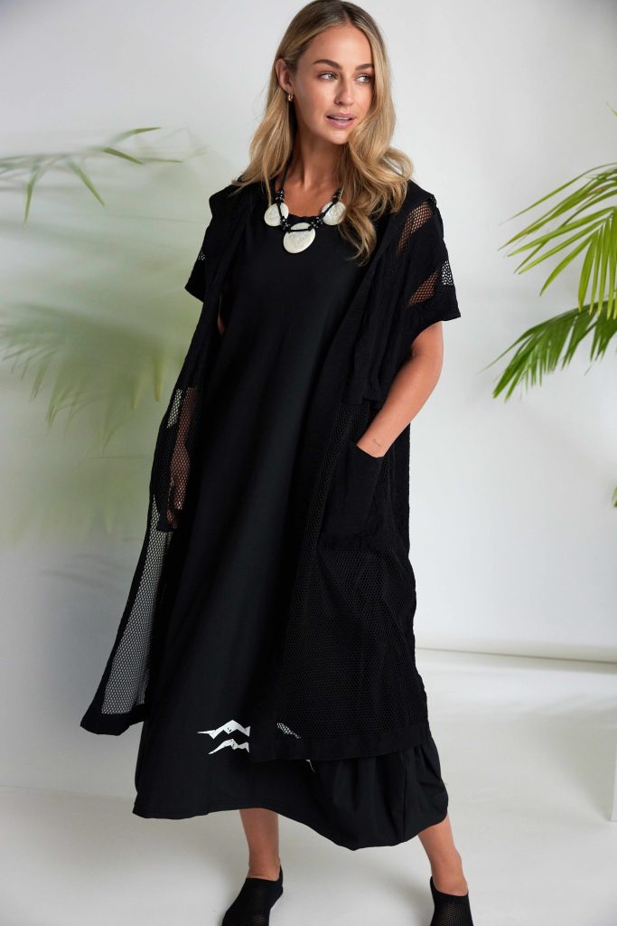 Naya Long Line Hooded Jacket With mesh Inserts 177