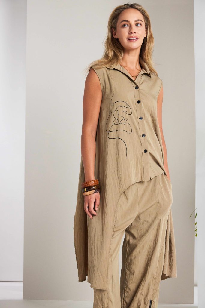 Naya Placement Print Top With Long Side Panels 218