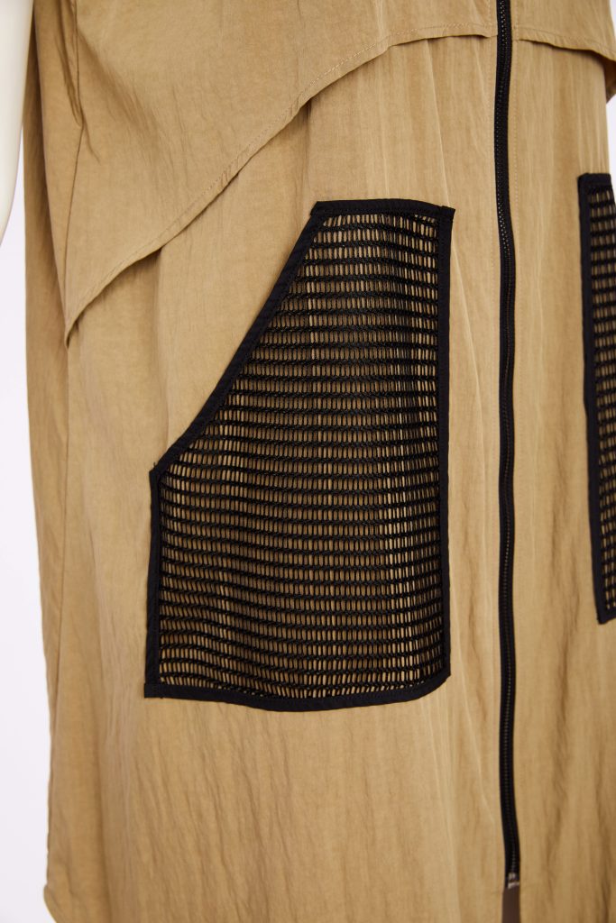 Naya Zipped Long Line Waistcoat With Contrast Pocket And Collar 219