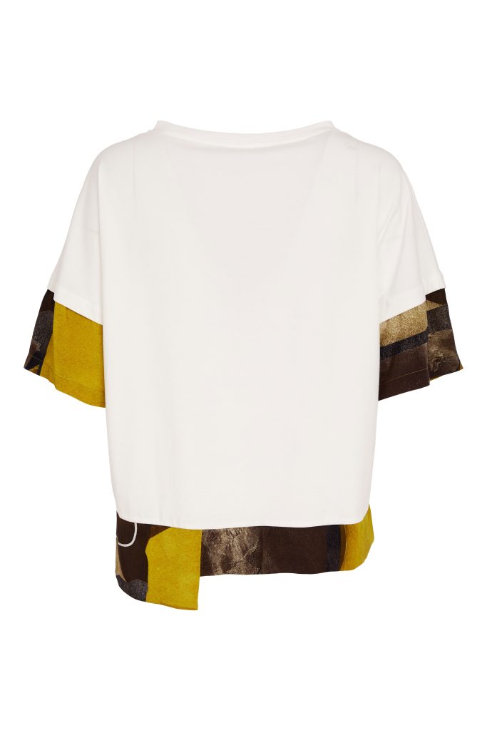 Naya Placement Print Top With Contrast Print Cuff And Hemline 262