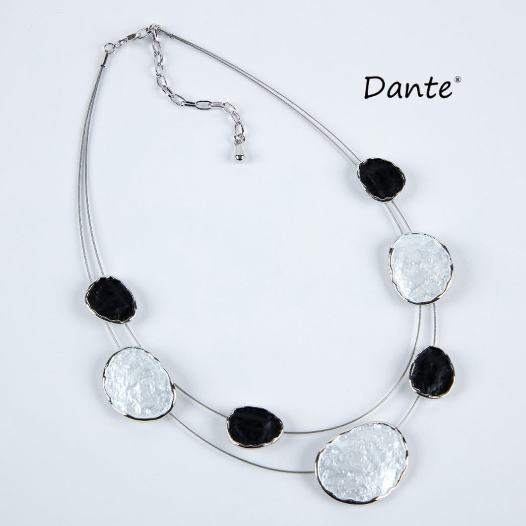 Dante - Black/Grey Disk Necklace