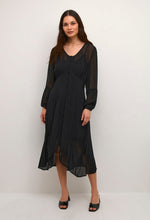 Load image into Gallery viewer, Cream - Black Midi Button Dress
