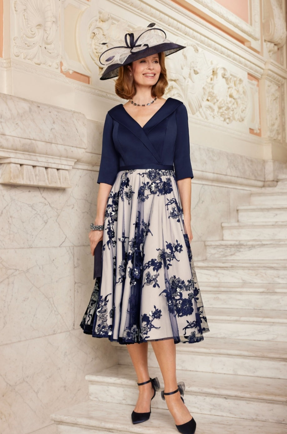 Condici - Navy over champagne dress