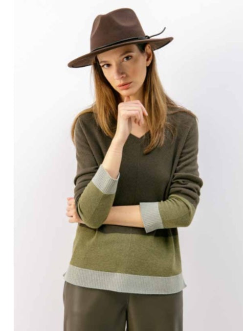 Maria Bellentani - Khaki Stripe Jumper