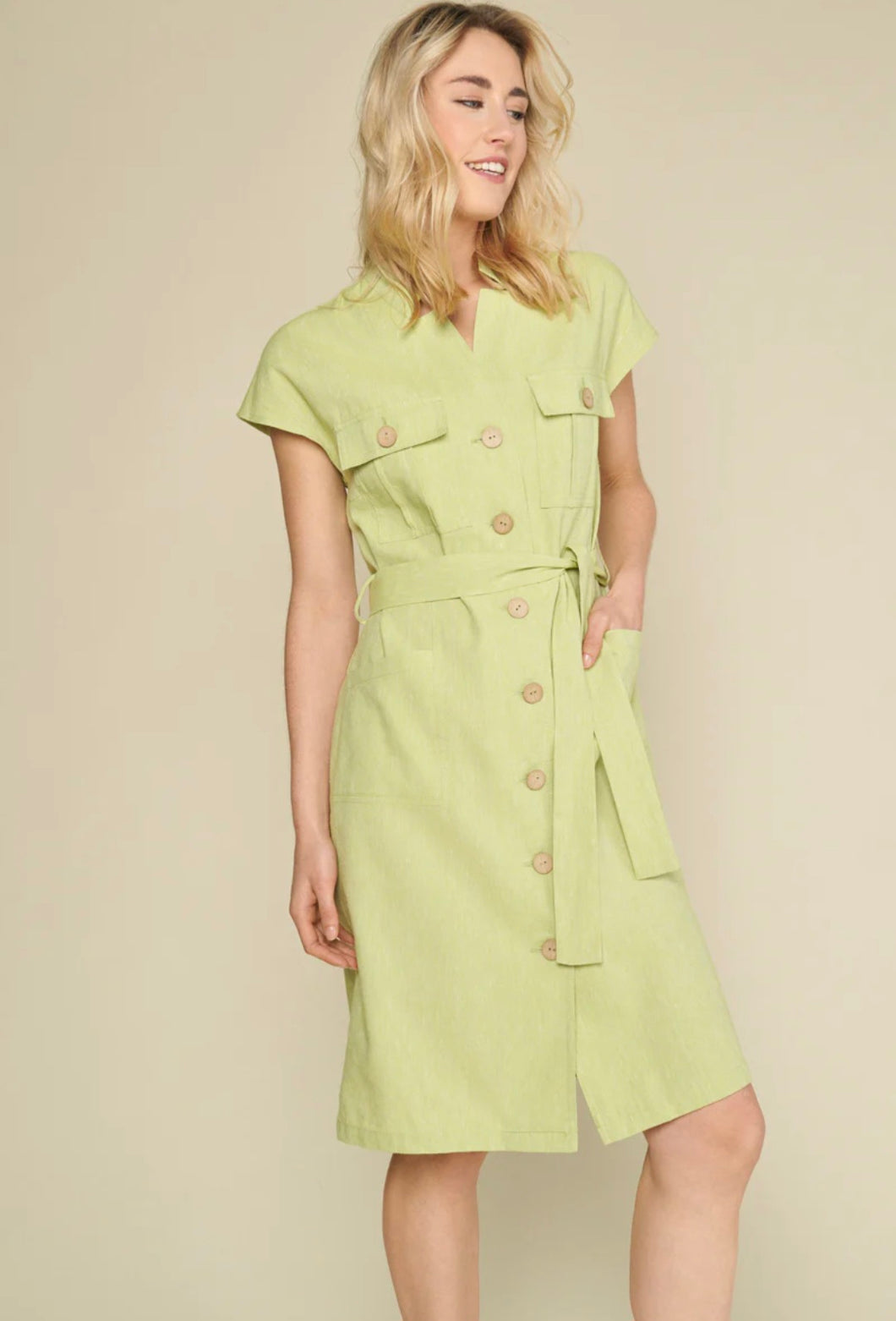 Marie Mero - Pistacio Linen Dress