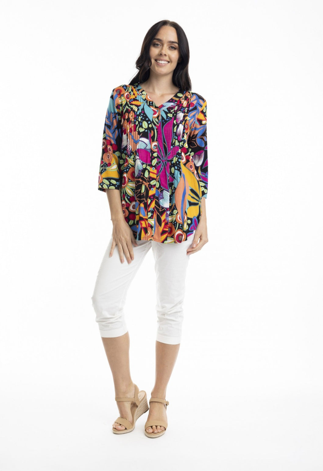 Orientique - Copacabana 3/4 Sleeves Print Top