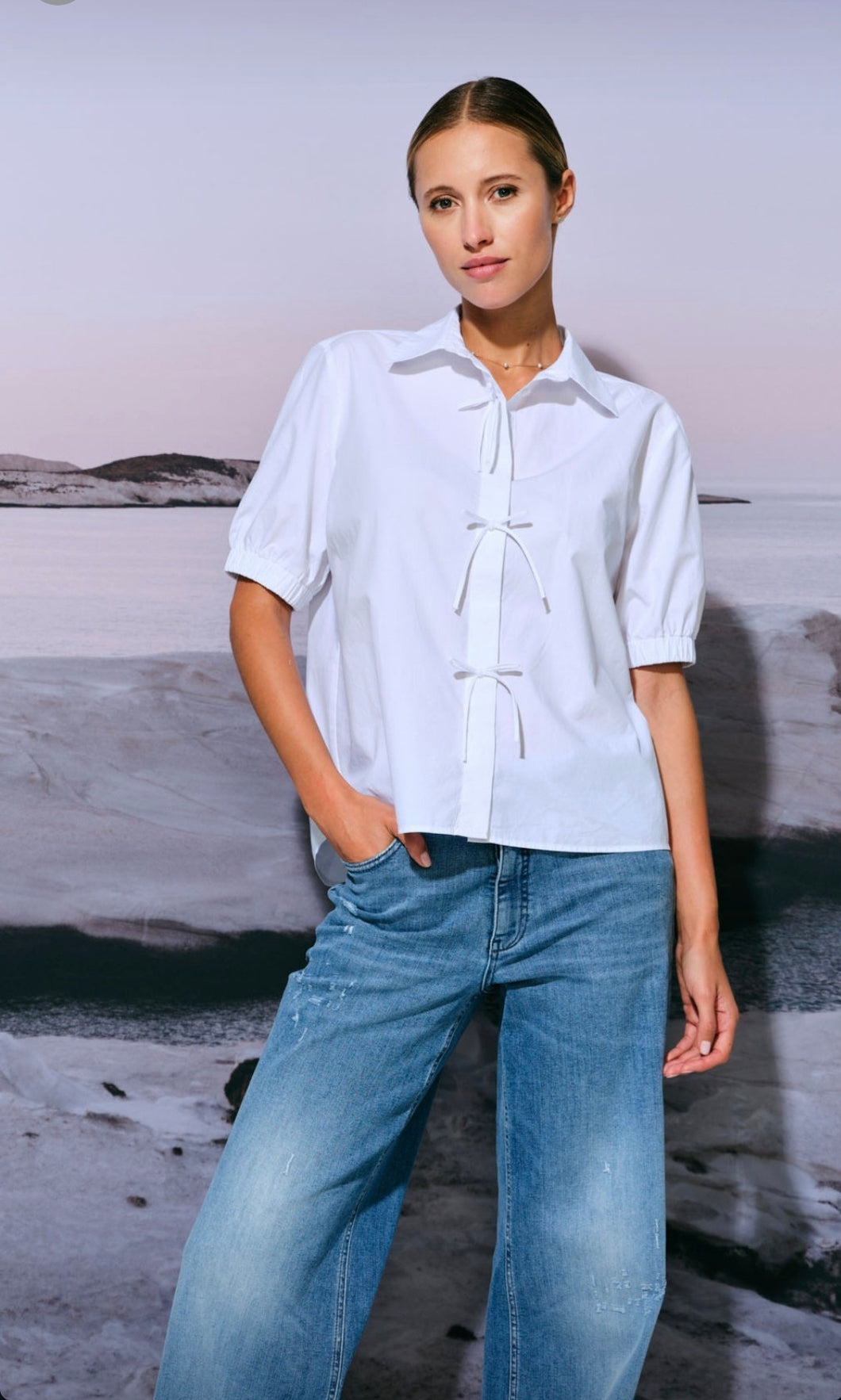Milano Italy - White Bow Shirt