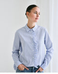 Milano Italy - Blue Stripe Ruffle Shirt