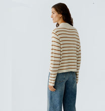 Load image into Gallery viewer, Oui - Off-White Camel Striped Jumper
