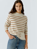 Oui - Off-White Camel Striped Jumper