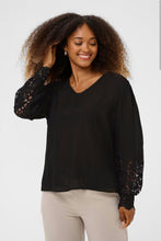 Load image into Gallery viewer, Cream - Crochet Sleeve Blouse
