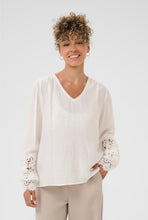 Load image into Gallery viewer, Cream - Crochet Sleeve Blouse
