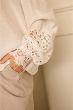 Load image into Gallery viewer, Cream - Crochet Sleeve Blouse
