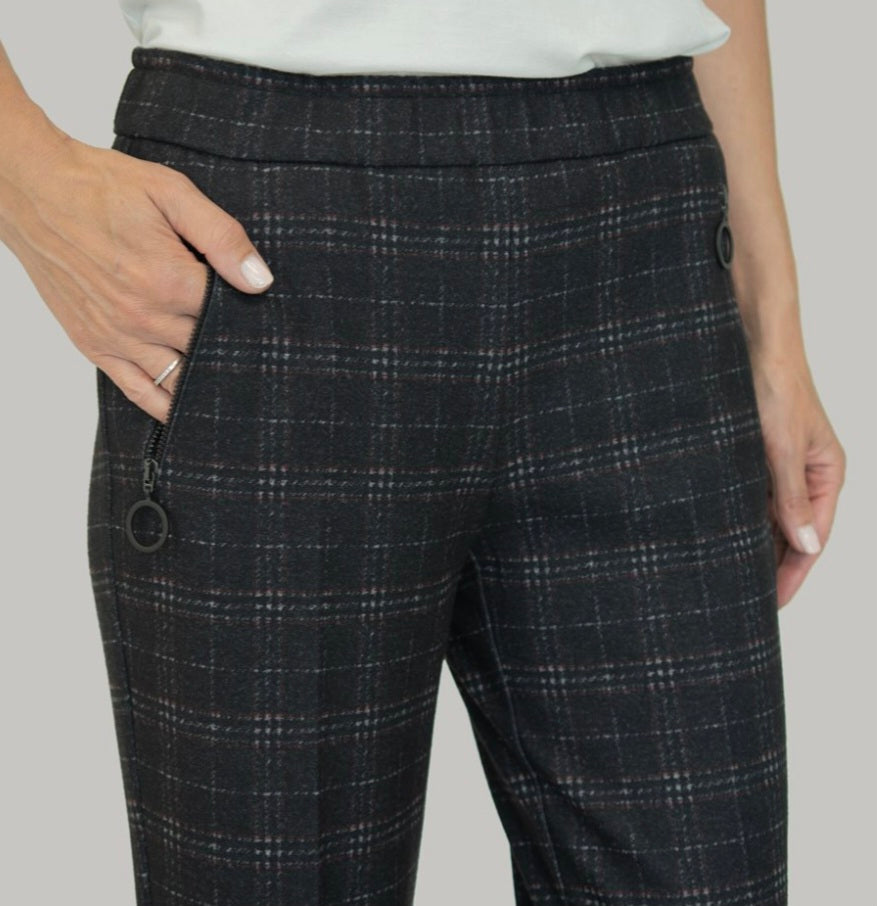 Anna Montana - Charcoal Plaid Wide Leg Trouser