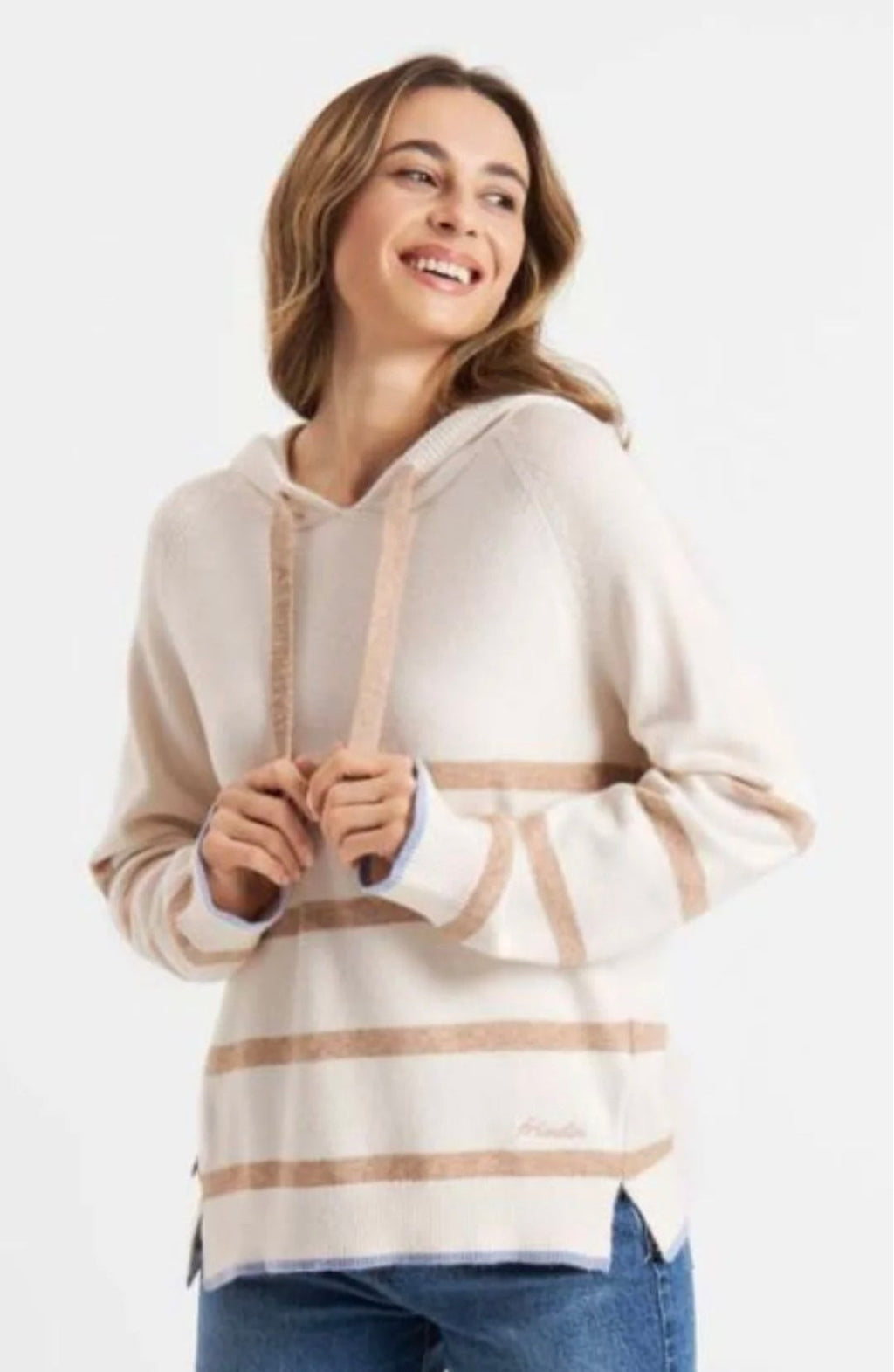 Frieda & Freddies - Cream Stripe Hoodie Jumper