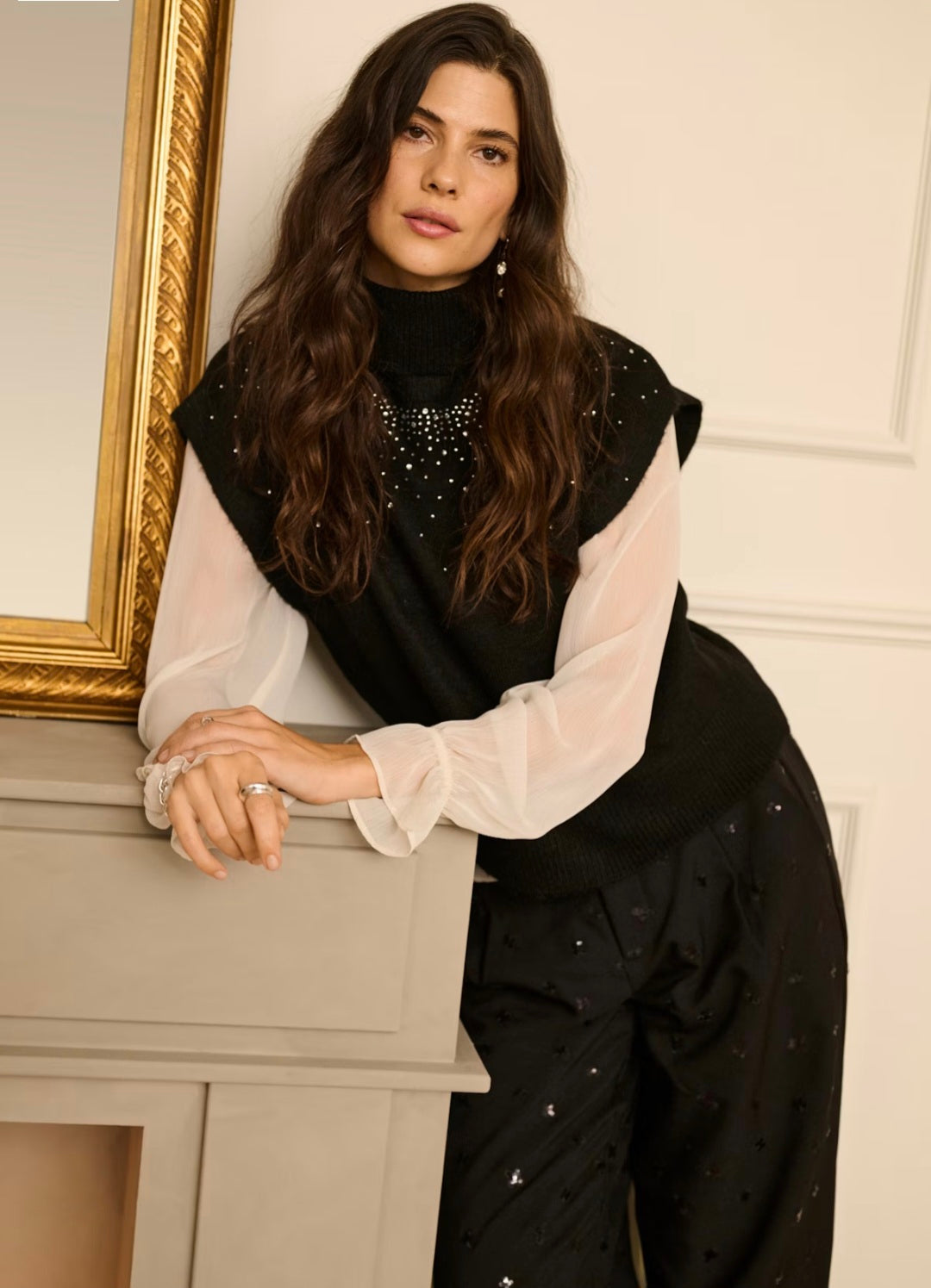 Cream - Sparkle Polo Tabard Jumper