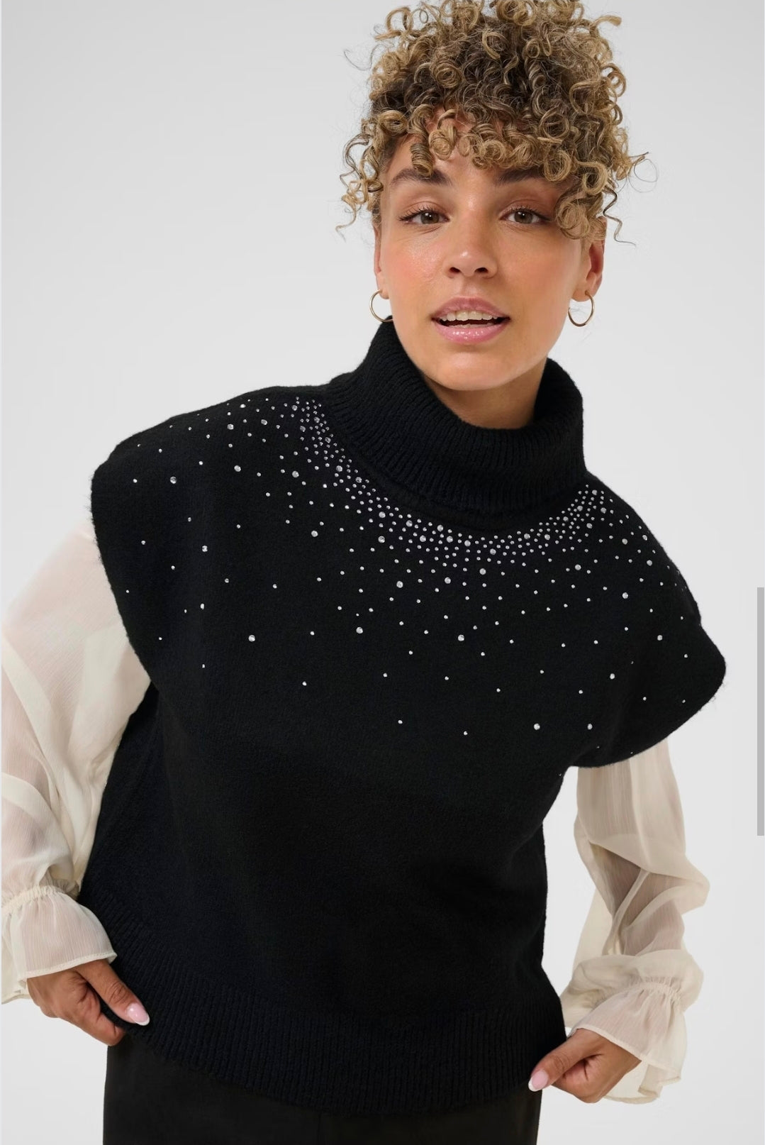 Cream - Sparkle Polo Tabard Jumper